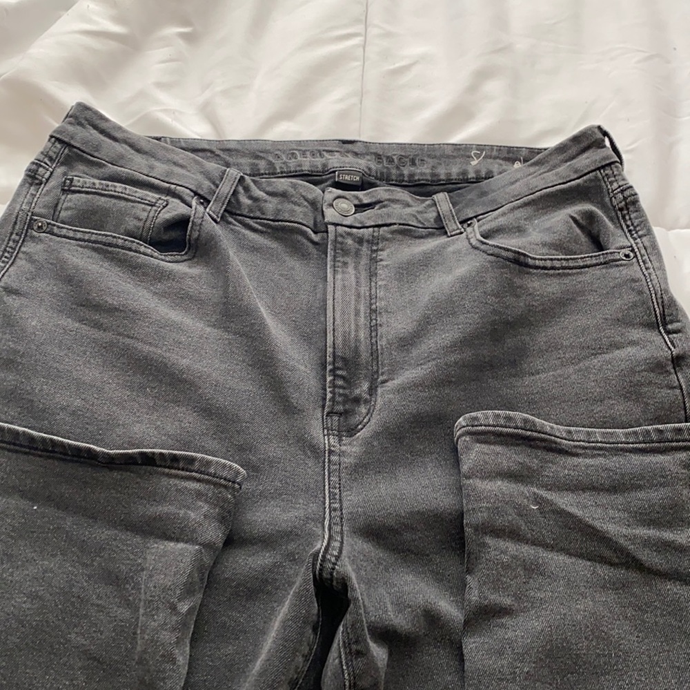 American Eagle Curvy Mom Jeans Black Gray